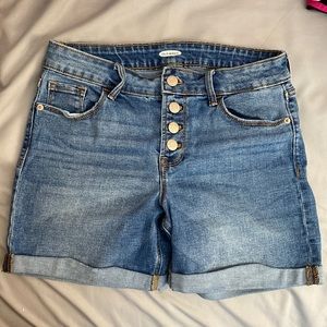 High-waisted Dark Wash Jean Shorts